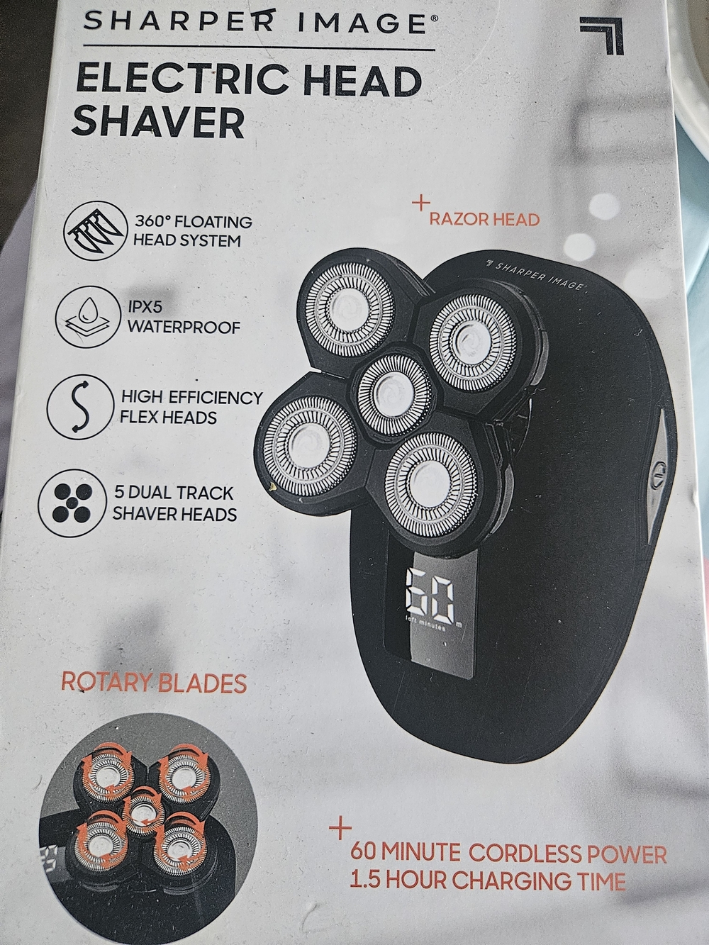 Sharper Image Black Electric Head Shaver with Five Rotary Blades